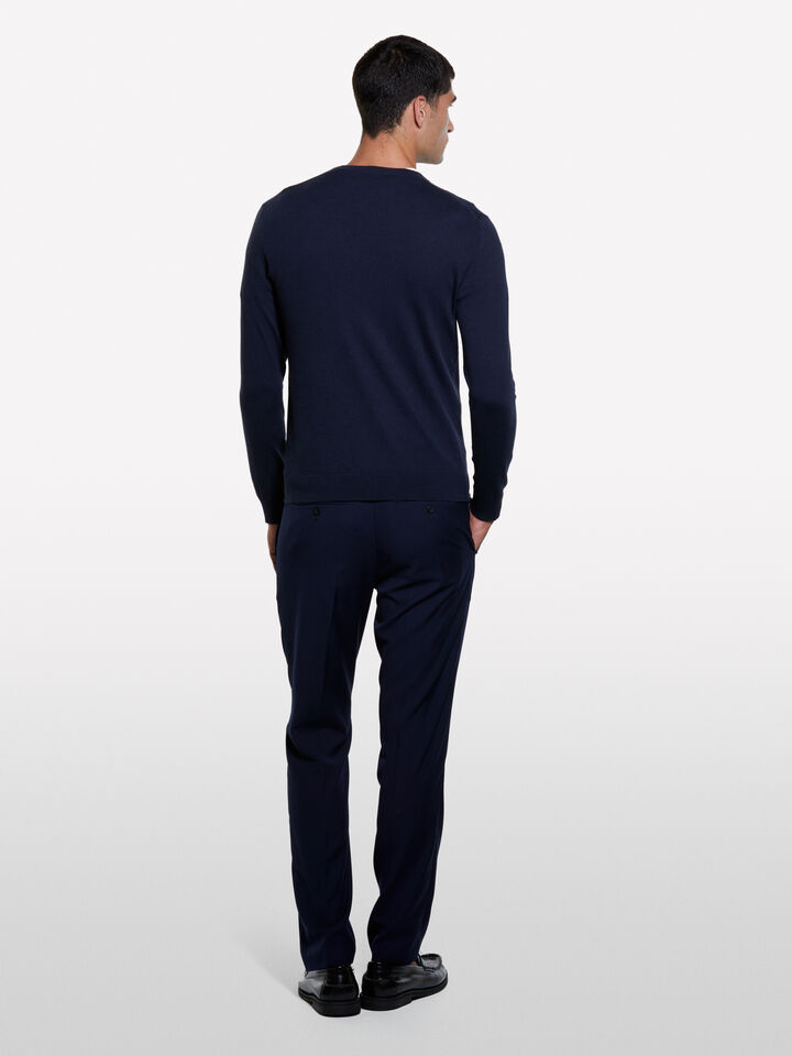 Camisola de gola redonda azul-escuro - camisolas gola redonda para homem - Azul-Escuro | Sisley image number 2